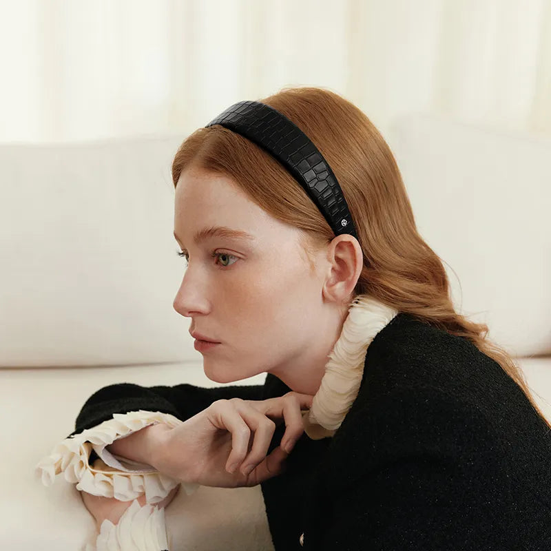 Theodora Cowhide Wide Headband - EVITA PERONI OFFICIAL