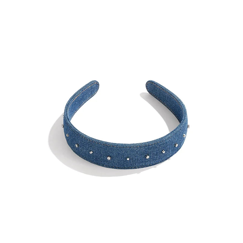 Nora Denim Rivet Wide Headband - EVITA PERONI OFFICIAL
