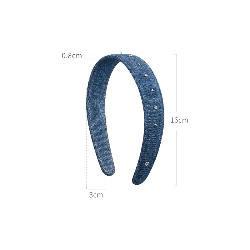 Nora Denim Rivet Wide Headband - EVITA PERONI OFFICIAL