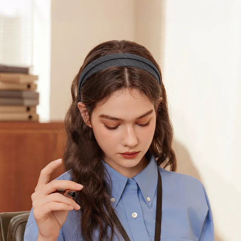 Maeve Gray Palette Headband in Suiting Fabric