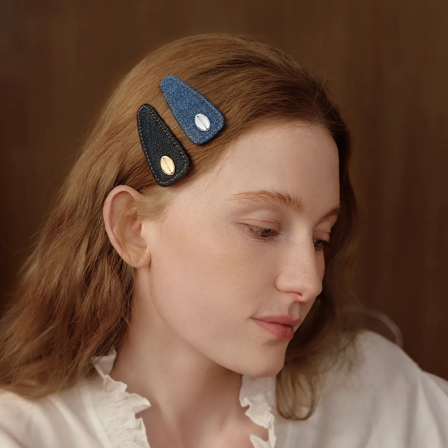 Cassia Denim Snap Clip - EVITA PERONI OFFICIAL