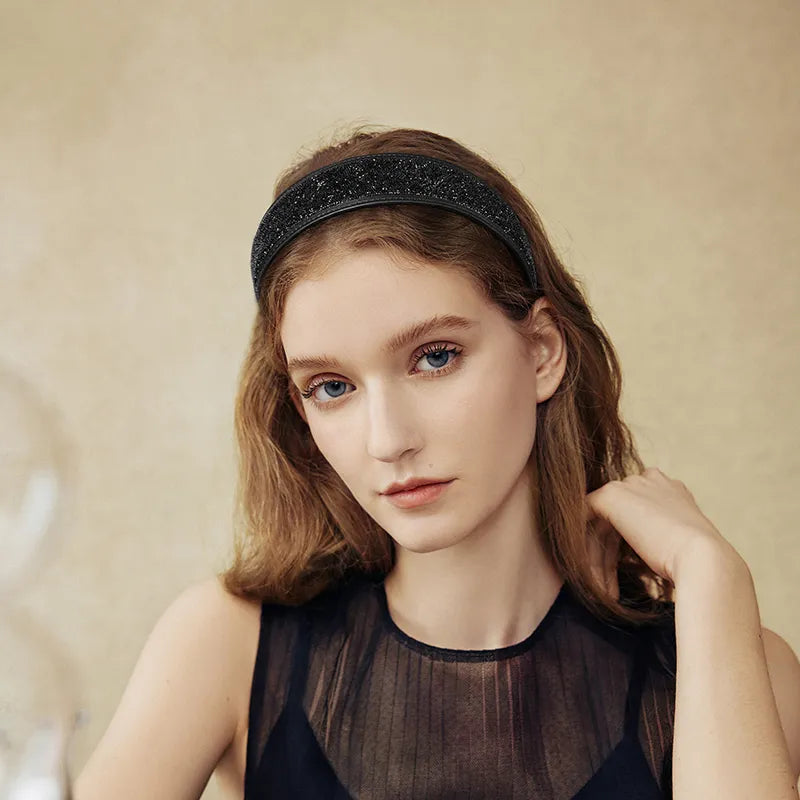 Stellar Shadow Crystal Cowhide Wide Headband