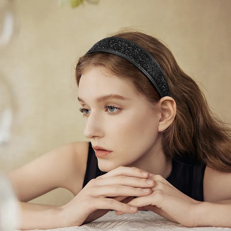 Stellar Shadow Crystal Cowhide Wide Headband