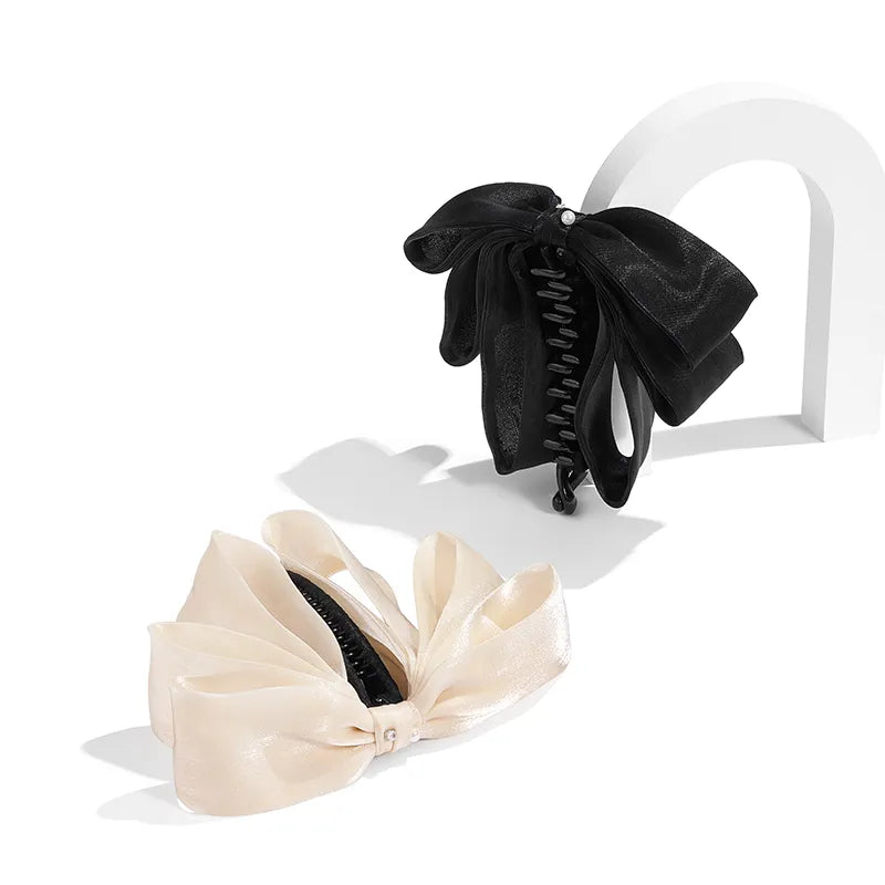 Trinity Ruffled Ribbon Bow Banana Clip - EVITA PERONI OFFICIAL