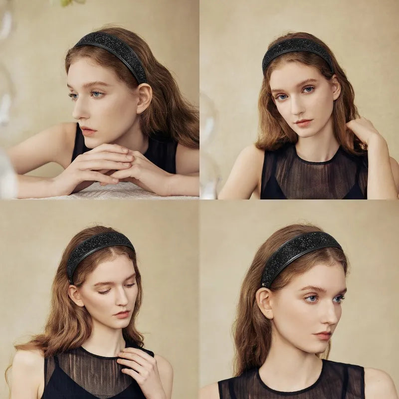 Stellar Shadow Crystal Cowhide Wide Headband