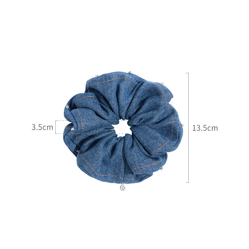 Nora Denim Rivet Large Scrunchie - EVITA PERONI OFFICIAL