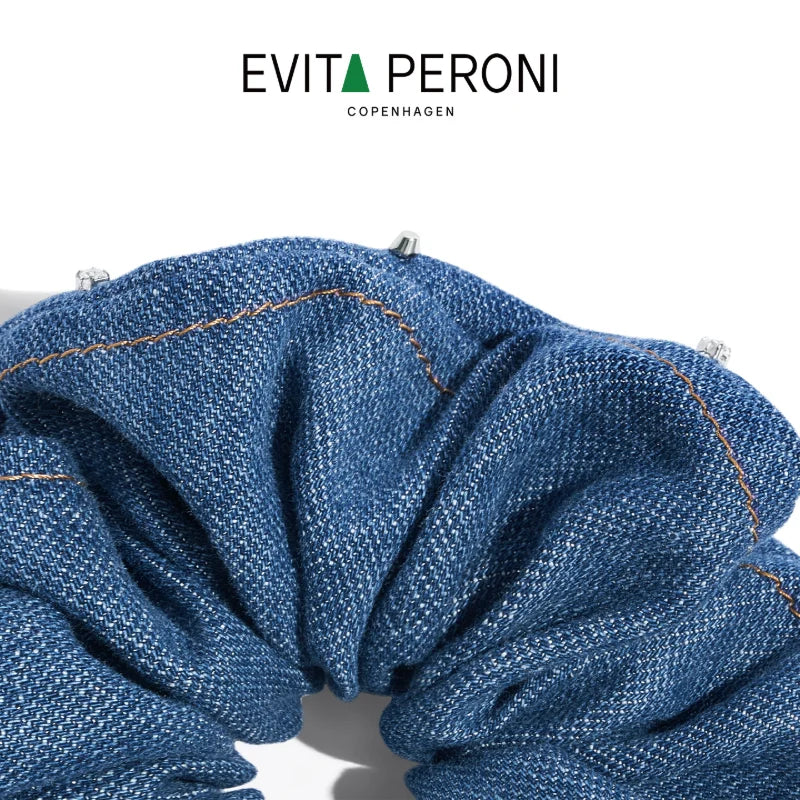Nora Denim Rivet Large Scrunchie - EVITA PERONI OFFICIAL
