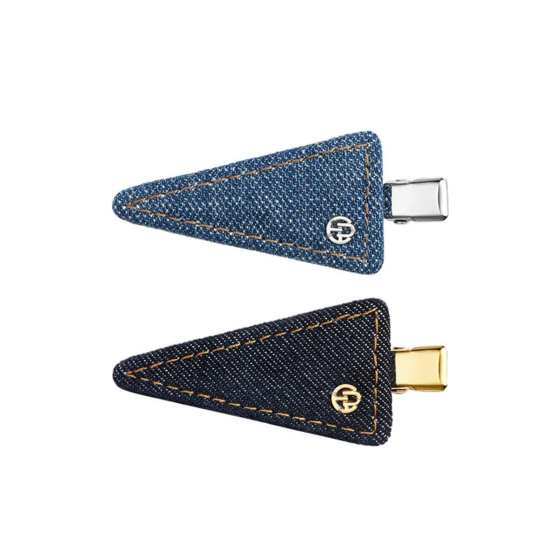 Cassia Denim Triangle Pelican Clip - EVITA PERONI OFFICIAL
