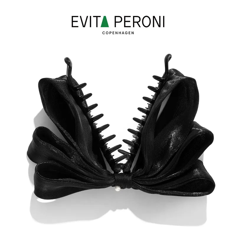 Trinity Ruffled Ribbon Bow Banana Clip - EVITA PERONI OFFICIAL