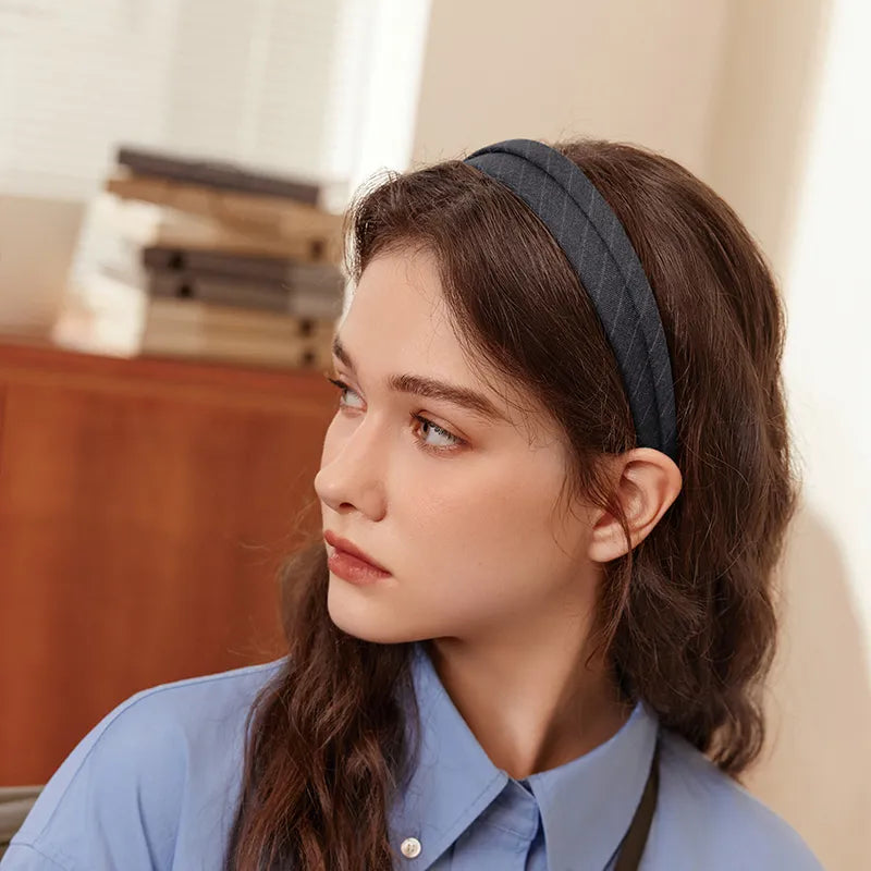 Maeve Gray Palette Headband in Suiting Fabric
