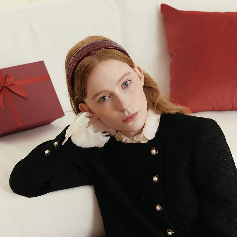 Theodora Cowhide Wide Headband - EVITA PERONI OFFICIAL