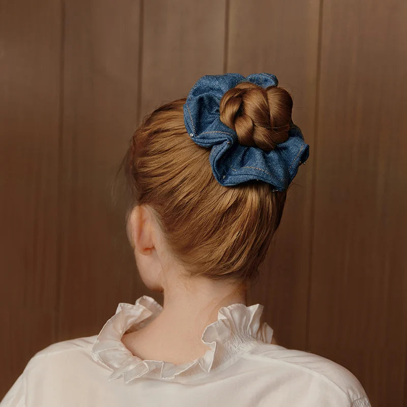 Nora Denim Rivet Large Scrunchie - EVITA PERONI OFFICIAL