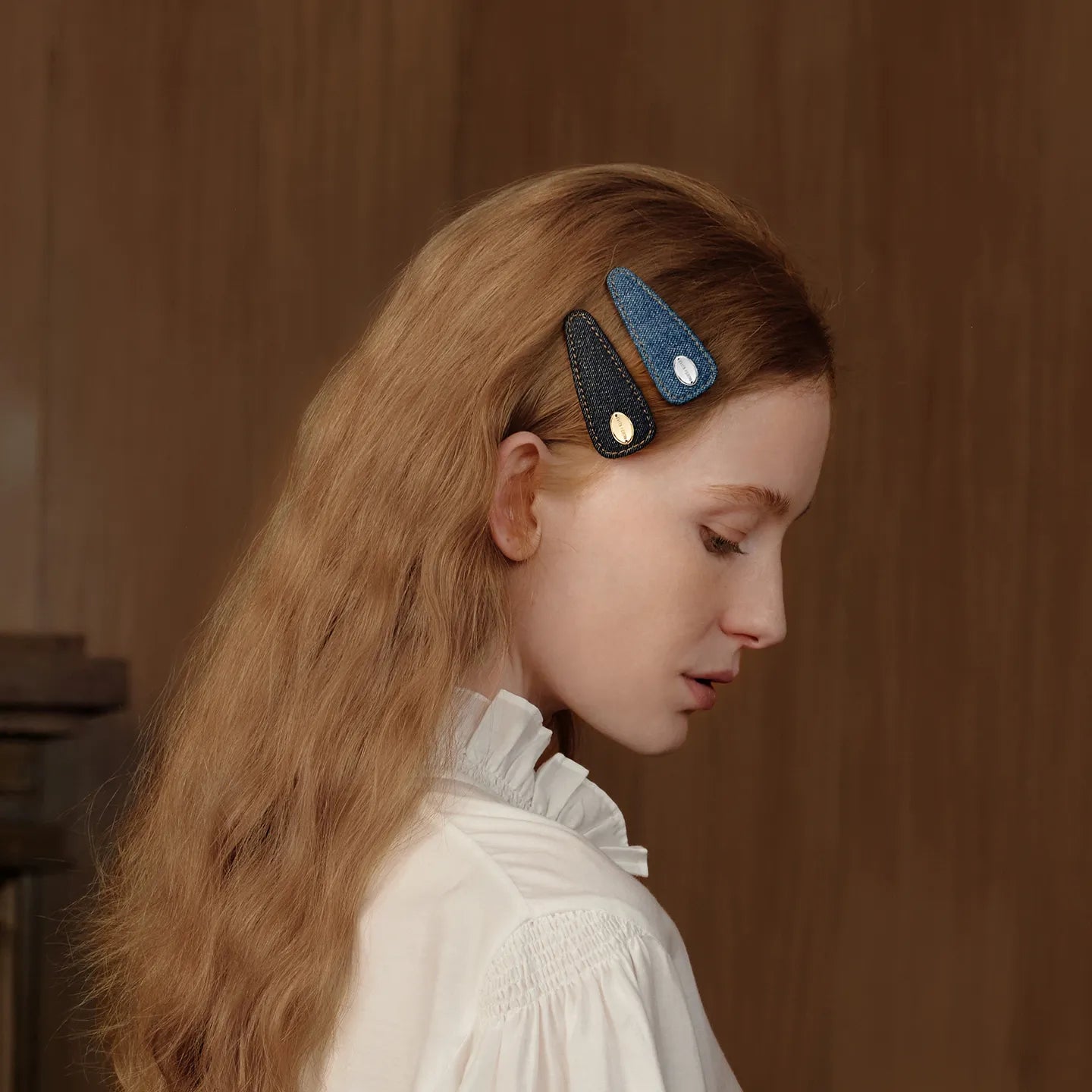 Cassia Denim Snap Clip - EVITA PERONI OFFICIAL