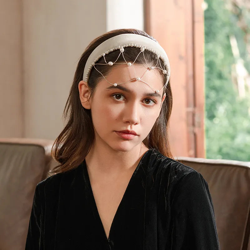 Linda Pearl&Net Wide Headband