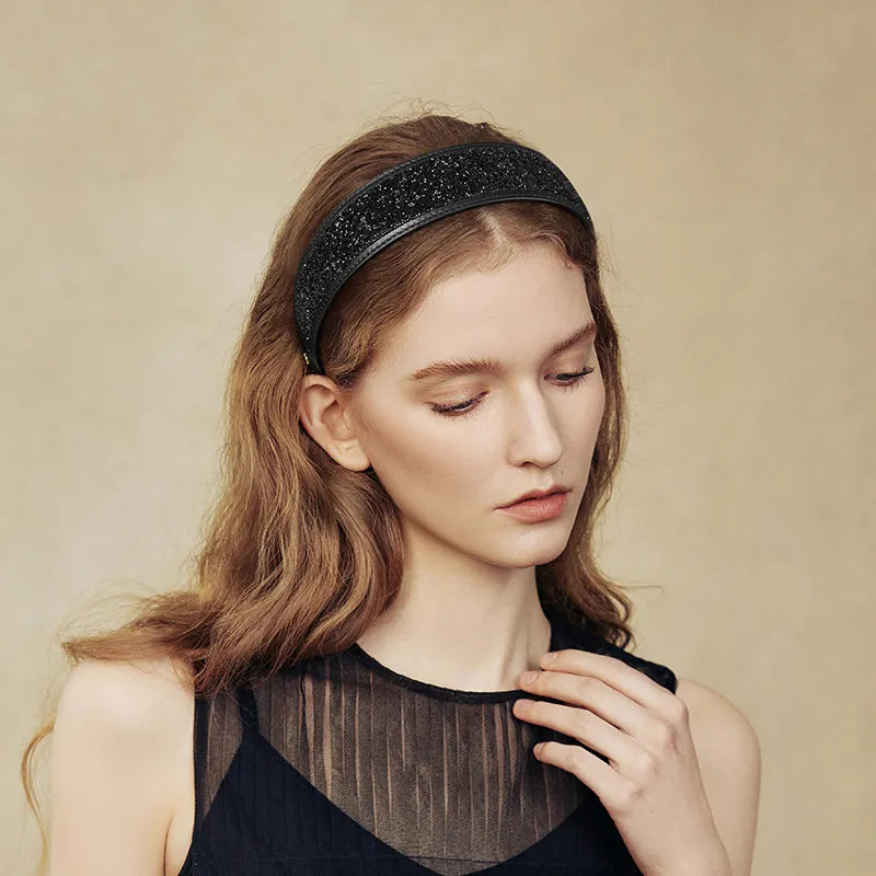 Stellar Shadow Crystal Cowhide Wide Headband