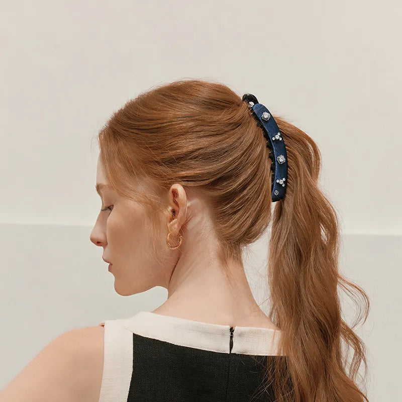 Eileen Crystal Velvet Banana Clip