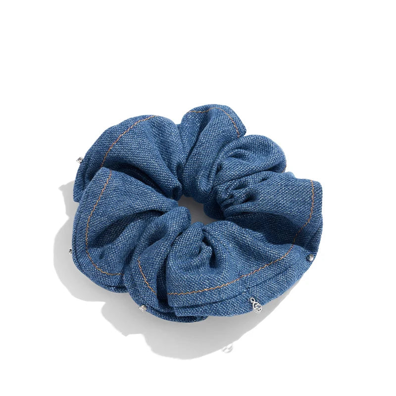 Nora Denim Rivet Large Scrunchie - EVITA PERONI OFFICIAL
