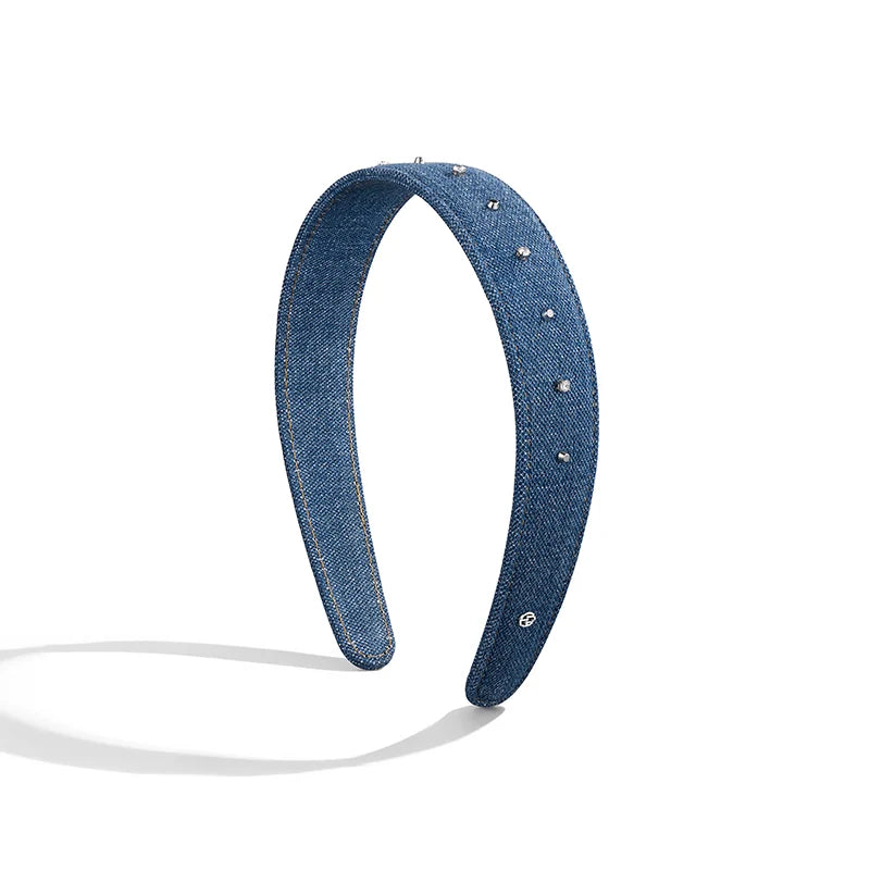 Nora Denim Rivet Wide Headband - EVITA PERONI OFFICIAL