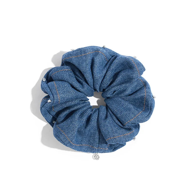 Nora Denim Rivet Large Scrunchie - EVITA PERONI OFFICIAL