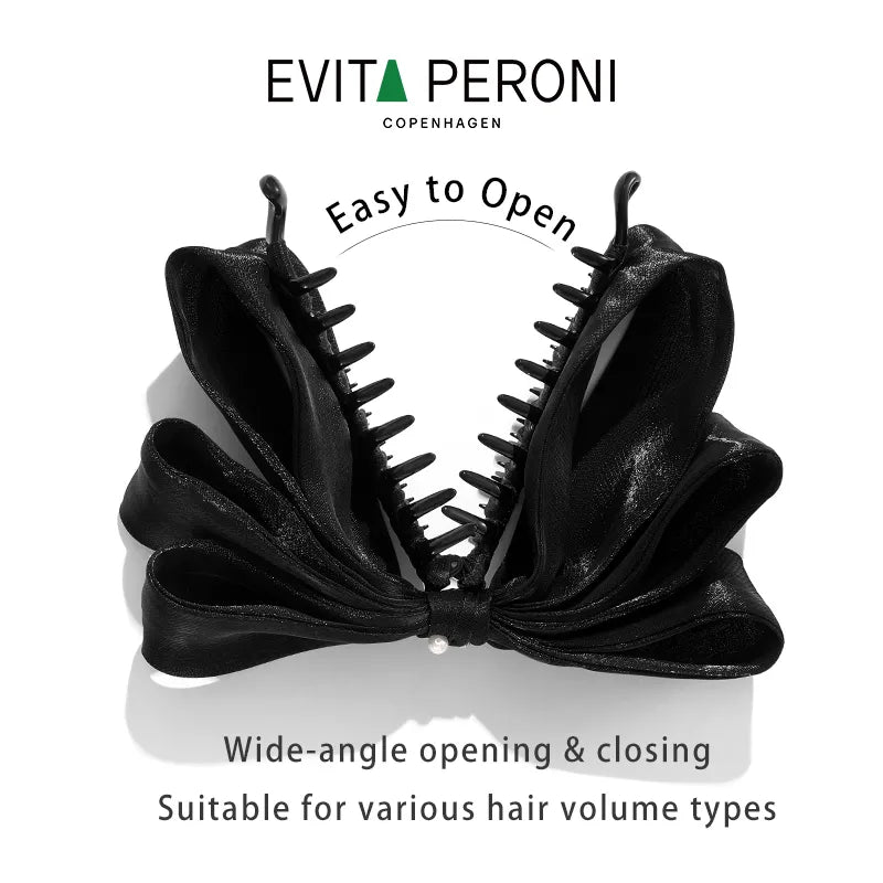 Trinity Ruffled Ribbon Bow Banana Clip - EVITA PERONI OFFICIAL