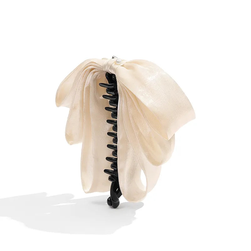 Trinity Ruffled Ribbon Bow Banana Clip - EVITA PERONI OFFICIAL