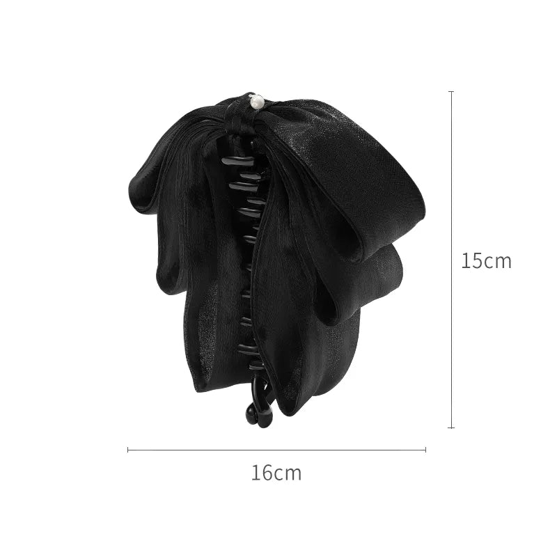 Trinity Ruffled Ribbon Bow Banana Clip - EVITA PERONI OFFICIAL