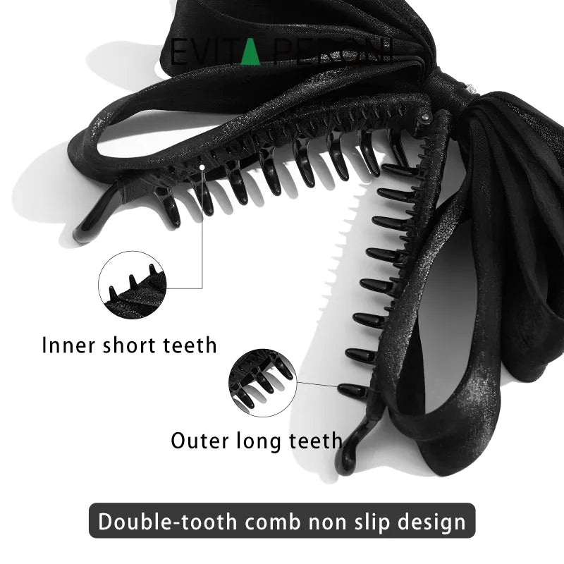 Trinity Ruffled Ribbon Bow Banana Clip - EVITA PERONI OFFICIAL