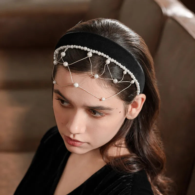 Linda Pearl&Net Wide Headband
