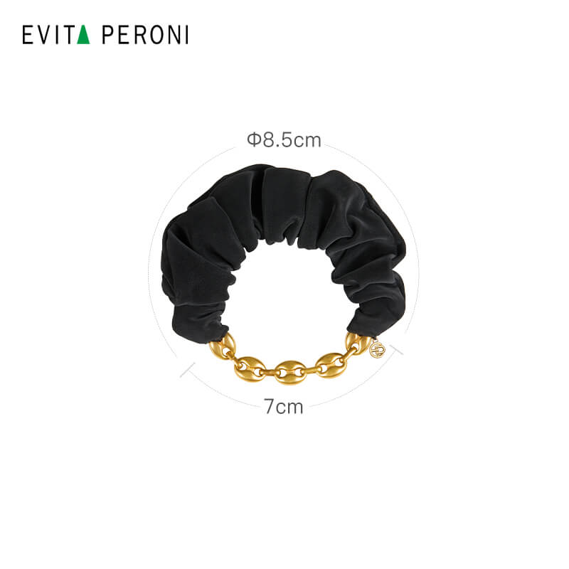 Erin Medium Size Metal Chain PU Scrunchies - EVITA PERONI OFFICIAL